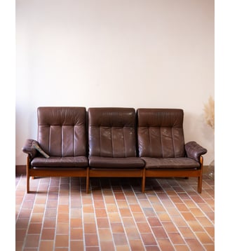 Banquette 3 places Clara N°147- Produit chiné - Debongout - Marron