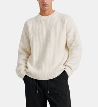 Pull col rond en laine - The Kooples - Écru