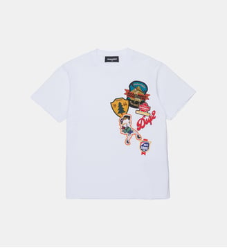 T-shirt avec logo et patch appliqués - Dsquared2 - Blanc