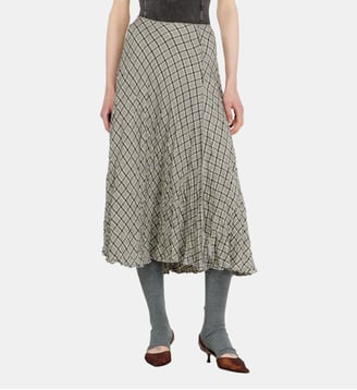 Jupe midi à carreaux effet seersucker - Diesel - Gris
