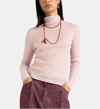 T-Shirt ine en jersey gauffré avec lurex - Momonì - Rose