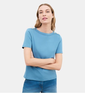 T-shirt tsophie - Motif uni - Caroll - Bleu