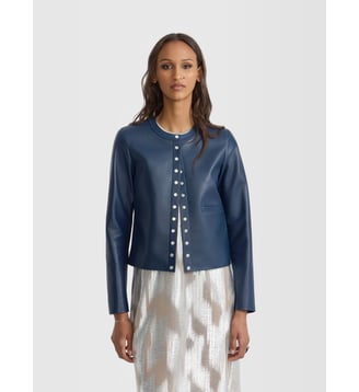 cardigan pression Phone en cuir - Agnès b. - Bleu soir