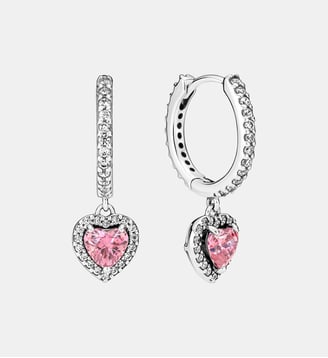 Boucles d'Oreilles Créoles Cœur Halo Scintillant - Pandora - Argenté