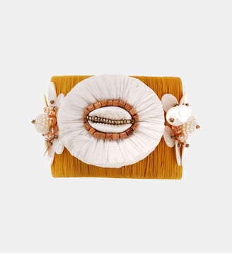 Bracelet jonc raphia motifs floraux NONO - Hipanema - Ocre