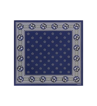 Pochette en laine et soie à imprimé - Fursac - Marine