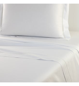 Drap plat en satin - Yves Delorme - Blanc