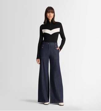 Pull andromede col montant coupe ajustée - Fusalp - Noir et neige