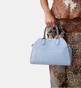 Sac à main en cuir véritable Liza - Guess - Bleu ciel