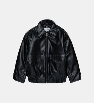 Veste biker avec logo imprimé - MM6 Maison Margiela - Noir