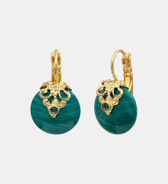 Boucles d'oreilles fines dormeuses   - Positano - Satellite - Vert