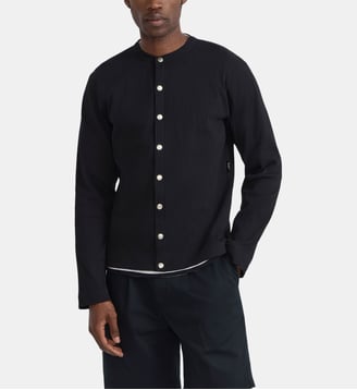 Cardigan pressions en coton à côtes - Agnès b. - Noir