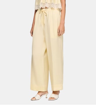 Pantalon large satiné - Sandro - Jaune pâle