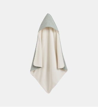 Cape de bain gaze de coton et éponge - La Redoute Interieurs - Vert de gris et écru