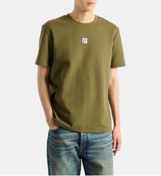 T-shirt avec logo brodé - Balmain - Kaki