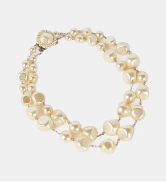 collier double en perles de verre - Gerard Darel - Blanc