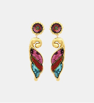 Boucles d'oreilles clip Angèle longues  - Angele - Satellite - Orange et violet