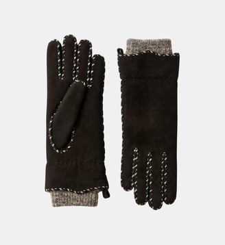 Gant Femme Alix Cuir Agneau Double Face Manchette Alpaga - Agnelle - Noir