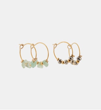 Set de 2 mini créoles acier inoxydable pierres d'Aventurine - Balaboosté - Vert