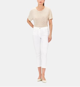 Pantacourt mason - Motif uni - Coupe slim - Caroll - Blanc