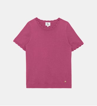 T-shirt manches courtes col rond uni MELINDA - La Petite Etoile - Rose