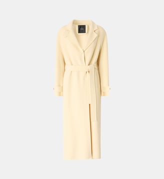 Manteau ceinturé en drap double de laine mélangée - Pinko - Jaune transparent