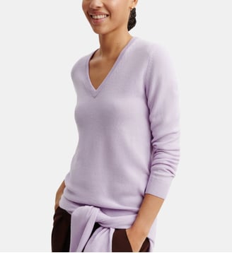 Pull droit en cachemire 2 fils  - Bompard - Violet foncé