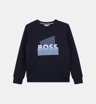 Sweat en molleton - BOSS Kidswear - Bleu cargo