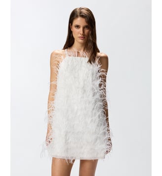 Robe courte à plumes - Pinko - Blanc et blanche neige