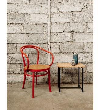 Fauteuil rouge en bois Ernest N°58- Produit chiné - Debongout - Rouge
