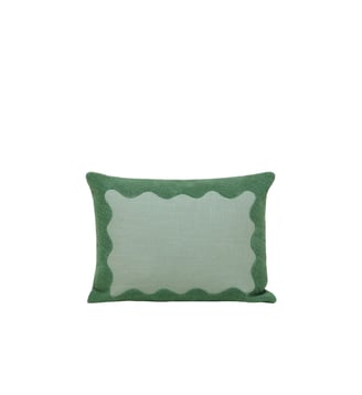 Housse De Coussin  Coton rebrodé d'une broderie bouclette - Madura - Vert aqua