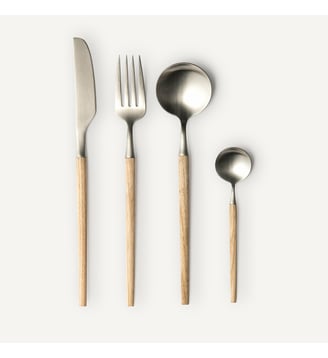 Ménagère 16 pièces, inox et bois de frêne - AM.PM - Frêne