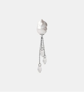 Boucle d’oreille à clous avec perles et cristaux baroques - Aristocrazy - Argenté