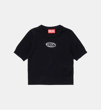 Pull col rond avec logo Oval D - Diesel Kids - Noir
