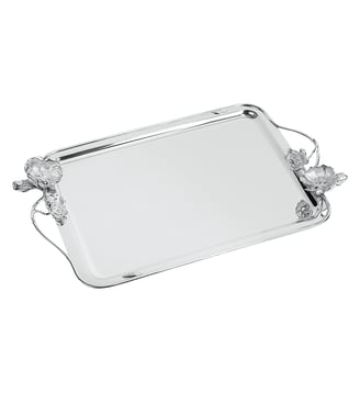 Plateau rectangulaire à anses en métal argenté - 43 x 31 cm - ANEMONE - Christofle - Argent