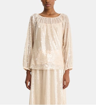 Blouse à sequins - CALIXTA - Pablo - Nude
