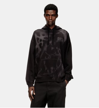 Sweat à capuche en coton avec imprimés au laser - Diesel - Noir