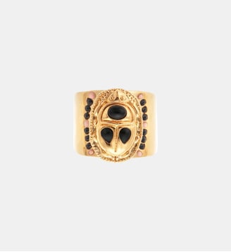 Bague réglable cabochon scarabé avec émail TREZOR - Hipanema - Noir