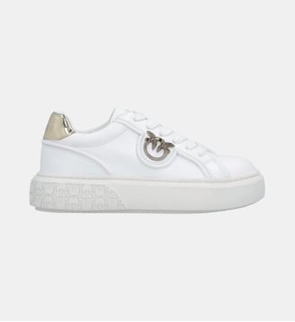 Sneakers en cuir à logo love birds - Pinko - Blanc