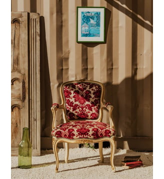 Fauteuil en velours rouge Ernest N°1515- Produit chiné - Debongout - Rouge