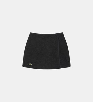 Jupe portefeuille courte maille bouillie - Lacoste - Gris