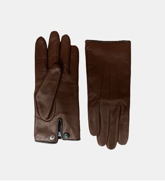 Martial Gants en Cuir Doublés Alpaga - Agnelle - Whisky et moka