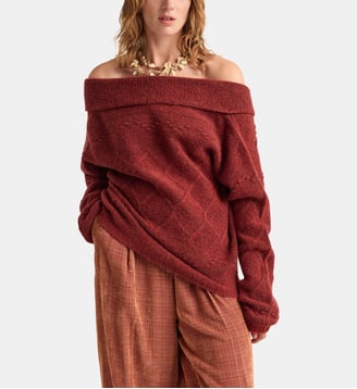 Tricot thomas en laine effet sweat - Momonì - Brun