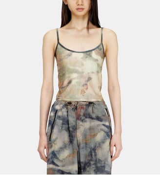Débardeur skinny en nylon avec imprimé camo et détails en cristal - Diesel - Vert