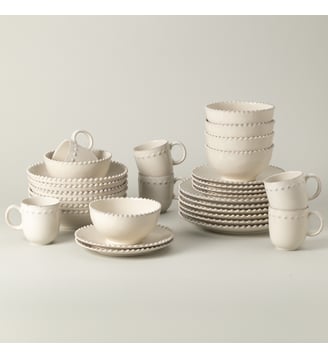 Set Table 30 Pièces avec Tasse Pearl - Costa Nova - Cream