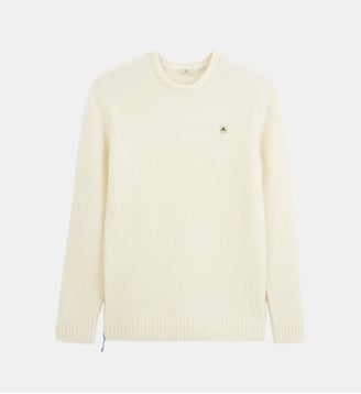 Pull Murray laine effet bouclette col rond - Serge Blanco - Blanc cassé