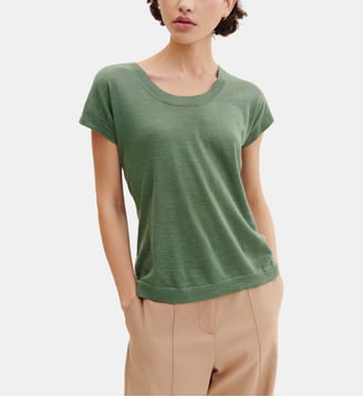 T-shirt droit en cachemire et soie - Bompard - Jade