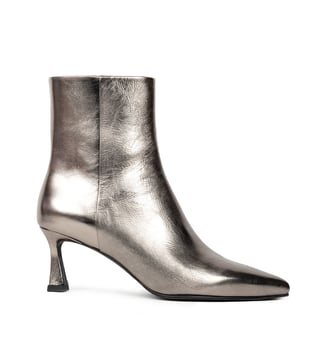 Boots Talon Haut Audrey Cuir Laminé - Bobbies - Cosmic silver