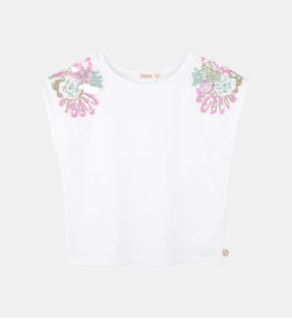T-shirt con paillettes - Billieblush - Blanc