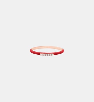 Bague Fine Marbella Email Rouge - Djula - Or rose